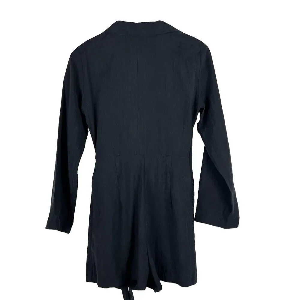 Zara TRF Black Wrap Blazer Romper Lyocell Belted Long Sleeve Size S